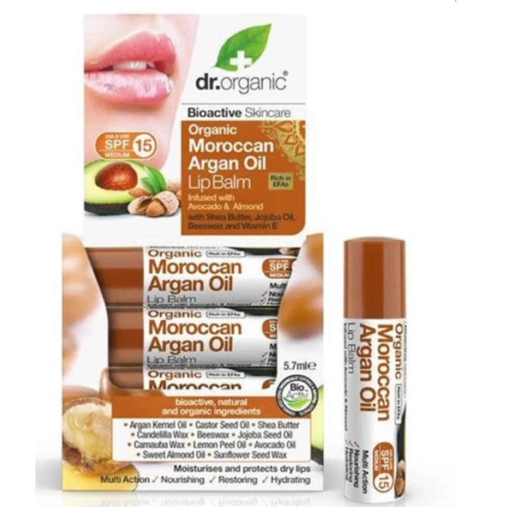 Dr.organic, Argan Oil Lipbalm With Av. & Almond 5.7 ml
