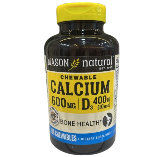 Mason, Chewable Calcium 600 mg Vit D3 400 IU 100 chewables