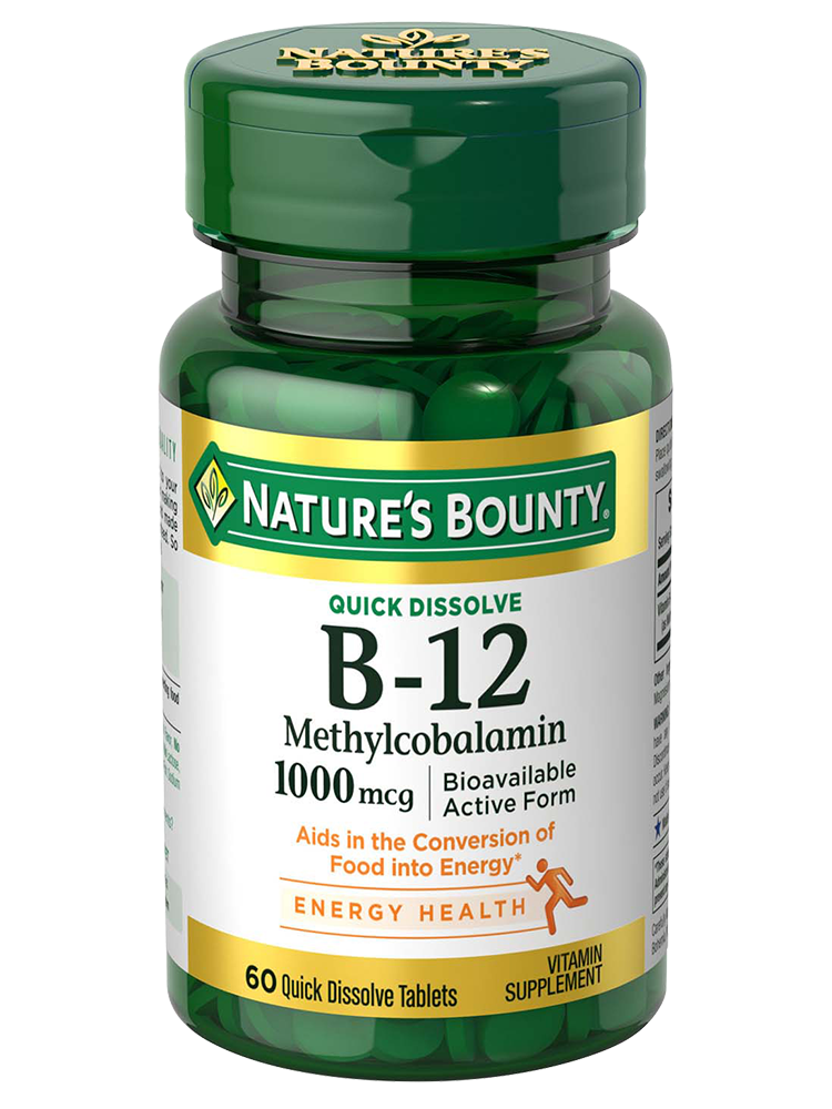 Nature's Bounty, Vitamin B-12 Methylcobalamin 1,000 mcg 60 Quick Dissolve Tablets