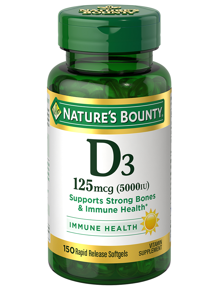 Nature's Bounty, Vitamin D3 125 mcg 5000 IU 150 Rapid Release Softgels