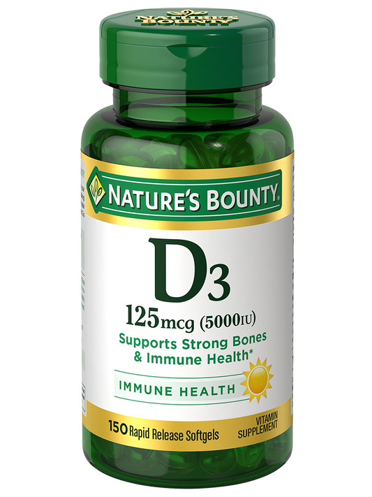 Nature's Bounty, Vitamin D3 125 mcg 5000 IU 150 Rapid Release Softgels