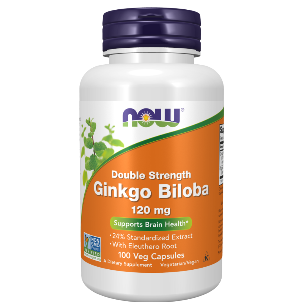 Now, Double Strength Ginkgo Biloba 120 mg Veg Capsules