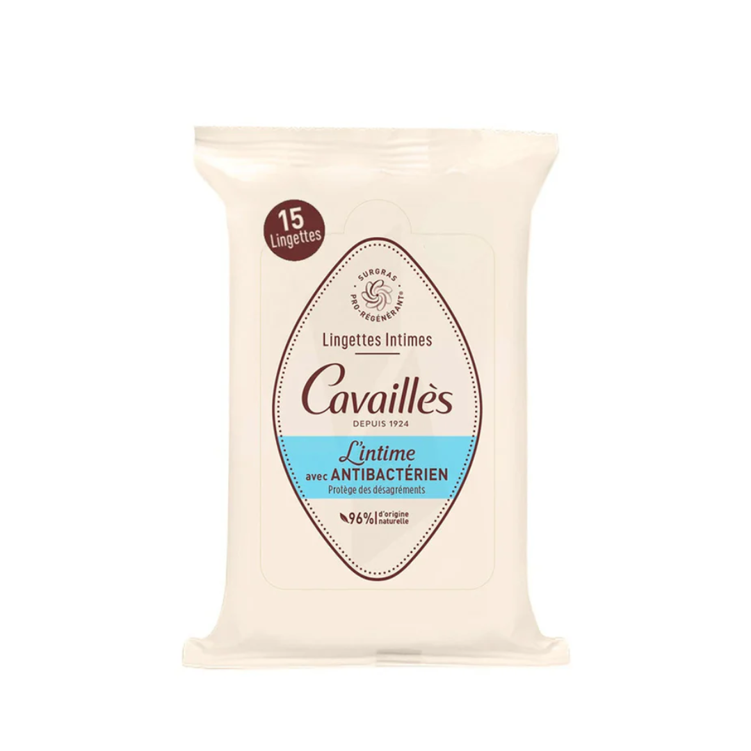 Roge Cavailles, Intimate Wipes with Antibacterial Agent - 15 Wipes