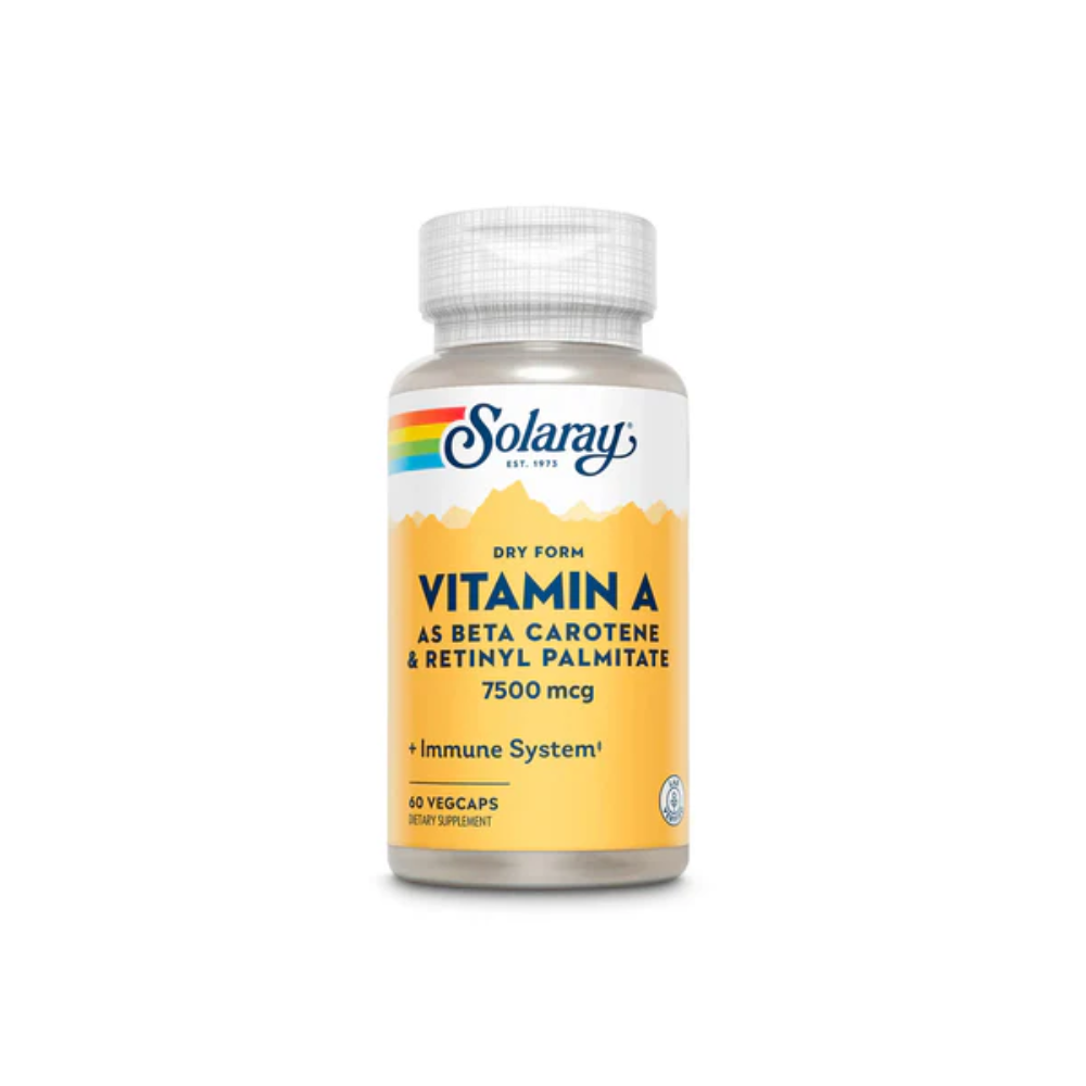 Solaray, Dry Form Vitamin A 7,500 mcg – 60 VegCaps