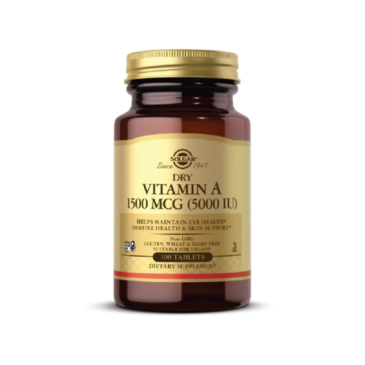 Solgar, Dry Vitamin A 1,500 MCG (5,000 IU) With Vitamin C 100 Tabs