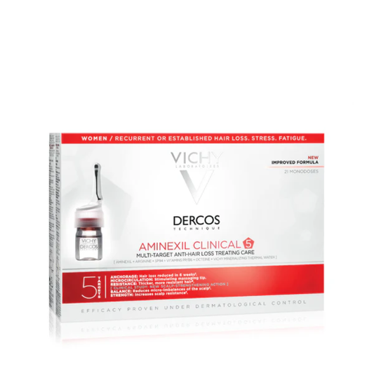 Vichy, Dercos Aminexil Clinical 5 Anti-Hair Fall Treatment for Women x21 Doses 6ml