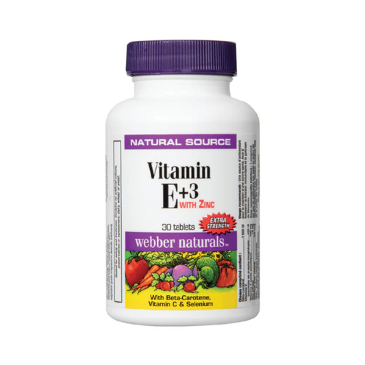 Webber Naturals, Vitamin E+3 With Zinc 30 Tabs