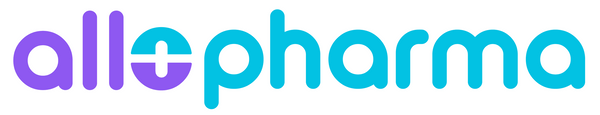 Alle Pharma logo with a purple and blue color scheme on a white background